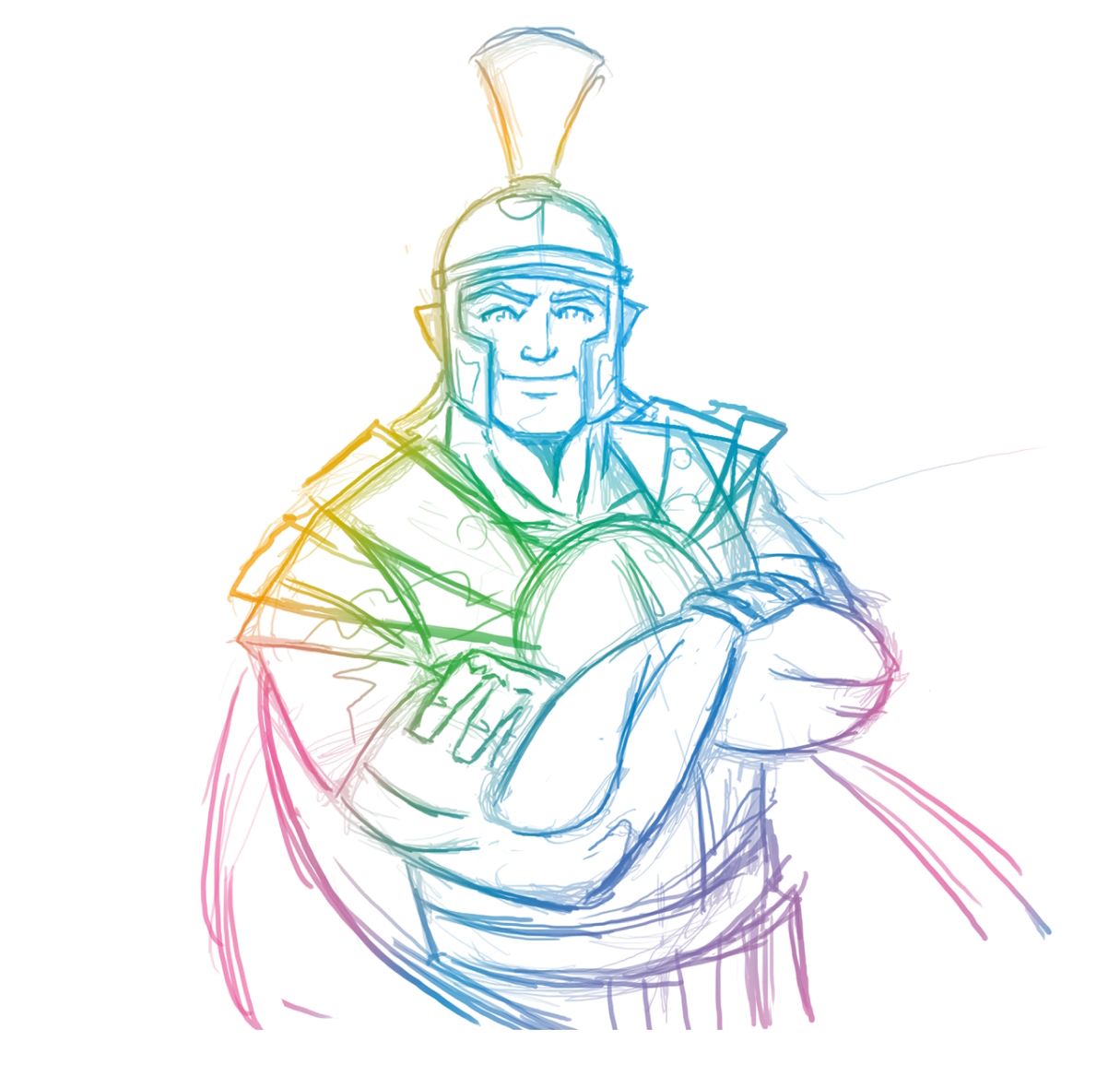 Dibujo con colores y trazos de Caius Camillus, el romano que representa Immergas.