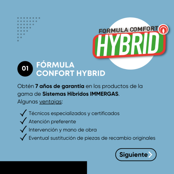 Fórmula Confort Hybrid para la gama de productos de Sistemas Híbridos de Immergas.