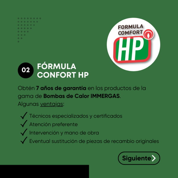 Fórmula Confort HP para la gama de productos de Bombas de Calor de Immergas.