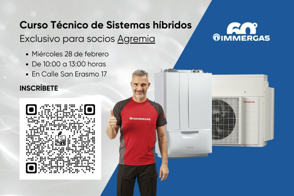 Regístrate al curso técnico sobre sistemas híbridos de Immergas, exclusivo para socios de Agremia.