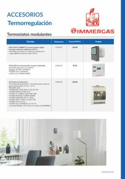 Accesorios termorregulación Immergas